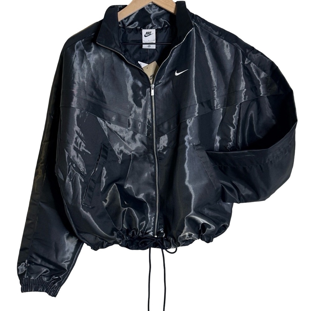 Nike Sportswear Windrunner Shine Jacket Womens S Black NWT Full Zip HV2467-010